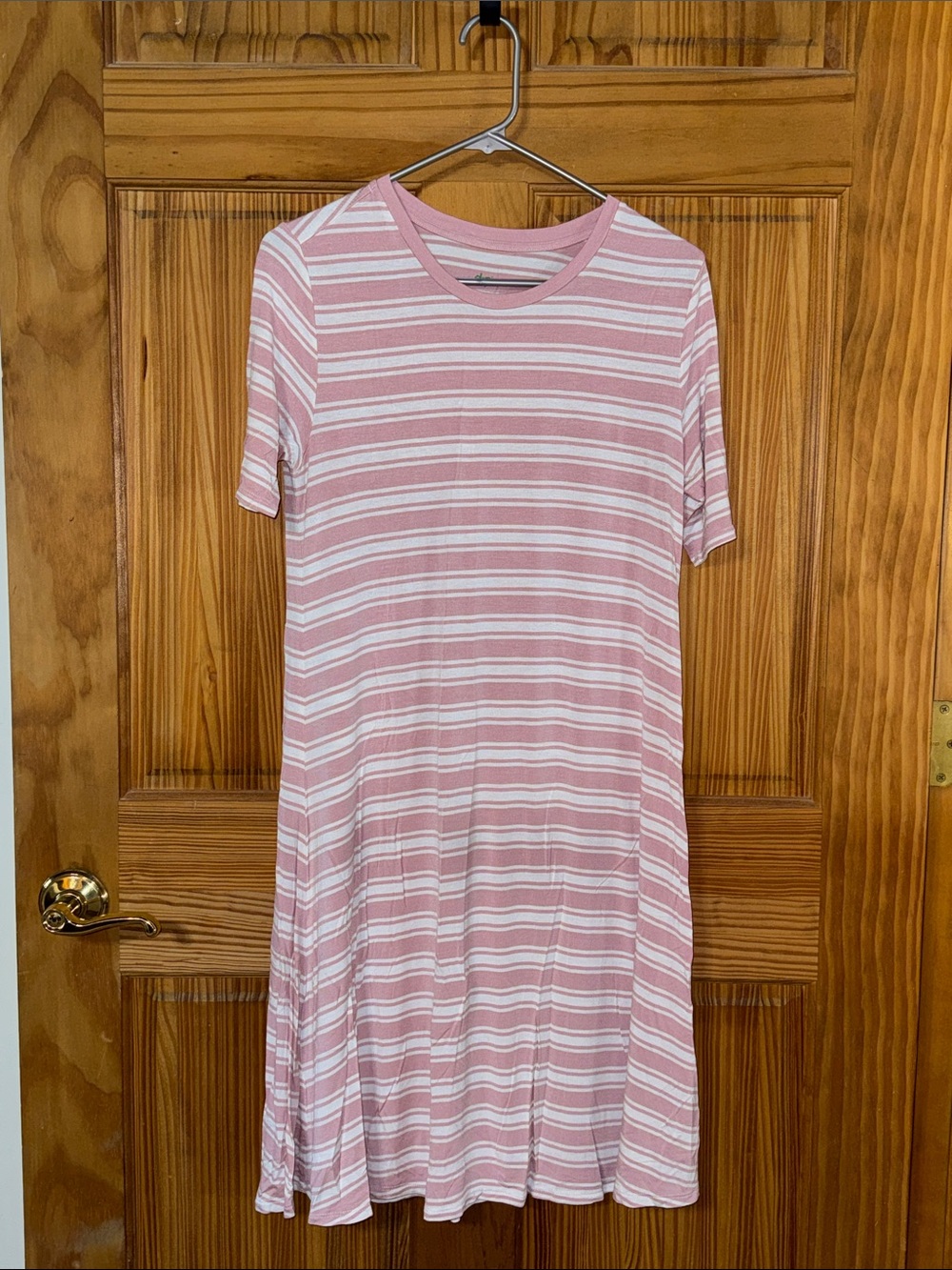 dip Pink & White Striped Mini T-Shirt Dress